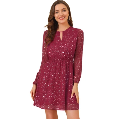 Allegra K Women's Choker V Neck Vintage Flared Gilding Metallic Shiny Star A-Line Dress 12 Allegra K Women's Choker V Neck Vintage Flared Gilding Metallic Shiny Star A-Line Dress - Image 10