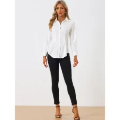 Allegra K Women's Cinched Waist Long Sleeve Button Up Belted Tunic Shirt -Dresses City Shop GUEST f5a38d9c ae99 405a b88f 022f9b7b769a