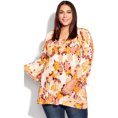 Women's Plus Size Fairview Pleated Top - Neutral | EVANS 7 Women's Plus Size Fairview Pleated Top - Neutral | EVANS - Image 5