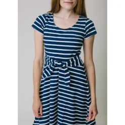 Hope & Henry Women's Organic Cotton Tie-Waist Knit Dress