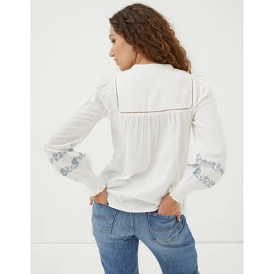 FatFace Womens Nicole Embroidered Blouse 4 FatFace Womens Nicole Embroidered Blouse - Image 2
