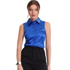 Allegra K Women's Satin Work Collar Sleeveless Button Down Shirts 11 Allegra K Women's Satin Work Collar Sleeveless Button Down Shirts -Dresses City Shop GUEST f8150ea9 39ad 4bec 8a17 9391451a6a63