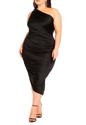 ELOQUII Women’s Plus Size Ruched One Shoulder Dress 4 ELOQUII Women’s Plus Size Ruched One Shoulder Dress - Image 2