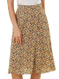 Allegra K Women's Print Peasant Elastic Waist A-Line Midi Skirts -Dresses City Shop GUEST fb0f8486 9afb 4c99 afa5 429be8906737