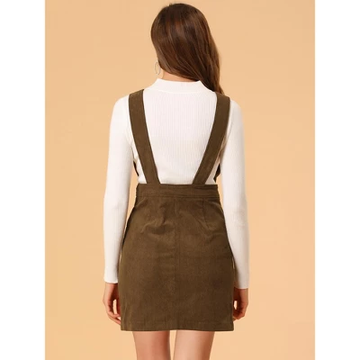 Allegra K Women's Corduroy Overall Pinafore Dress Strap Suspender Skirt 6 Allegra K Women's Corduroy Overall Pinafore Dress Strap Suspender Skirt - Image 4