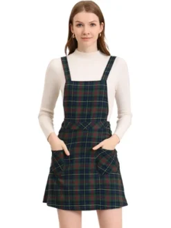 Allegra K Women's Plaid Tartan Button Decor A-Line Pinafore Overall Dress 27 Allegra K Women's Plaid Tartan Button Decor A-Line Pinafore Overall Dress -Dresses City Shop GUEST fc0c72bc a910 487e bacc aa1a3e1fec0a