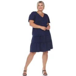 Plus Size Short Sleeve V-neck Tiered Midi Dress -Dresses City Shop GUEST fd2f6015 190a 4e9f 96c5 b399c638464f