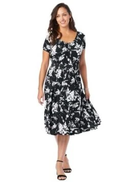 Jessica London Women’s Plus Size Flared Peasant Dress