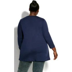 Women's Plus Size Juliet Panel Tee - Navy | AVENUE