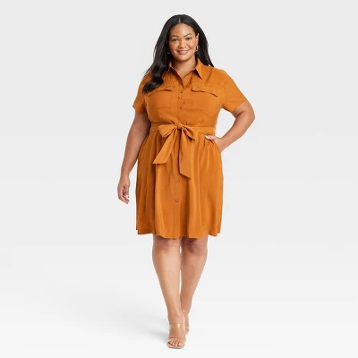 Women's Utility Short Sleeve Button-Down Shirtdress - Ava & Viv™ 5 Women's Utility Short Sleeve Button-Down Shirtdress - Ava & Viv™ - Image 3