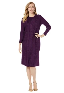 Jessica London Women’s Plus Size Cable Sweater Dress -Dresses City Shop GUEST fe77e741 5bee 4be4 bd56 b22948e57099