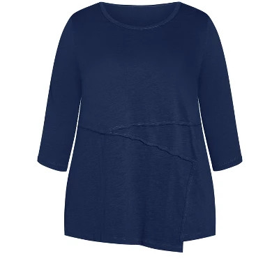 Women's Plus Size Juliet Panel Tee - Navy | AVENUE 4 Women's Plus Size Juliet Panel Tee - Navy | AVENUE - Image 2
