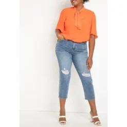 ELOQUII Women’s Plus Size Bow Blouse With Flutter Sleeve -Dresses City Shop GUEST ffda577b c9b0 4da5 bcb9 077c48a489ad